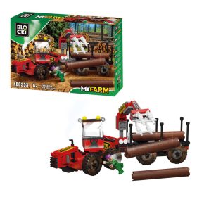 Joc constructie Blocki  MyFarm, Tractor cu busteni, 241 piese