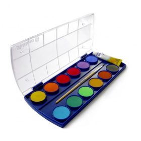 Acuarele 12 culori + pensulă cu tub tempera culoare alba