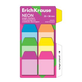 Notes adeziv 25x38mm ,60 foi-6culori neon, ErichKrause