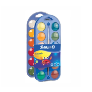 Acuarela 2 în 1 tip pastilă 24 culori + paletă pictură + pensulă, Pelikan