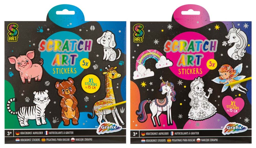 Scratch art stickers 5 buc, Grafix 3 Scratch art stickers 5 buc, Grafix