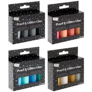 Lipici cu sclipici , culori perlate si culori cu sclipici , 4x20ml, Grafix