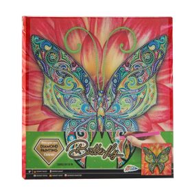 Pictura cu diamante - panza 30×30 Fluture , Grafix