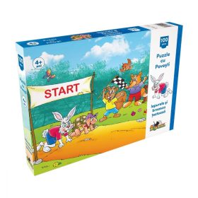 Noriel puzzle 100 piese - puzzle cu povesti -iepurele si broasca testoasa
