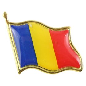 Insigna metalica tip brosa, steag Romania