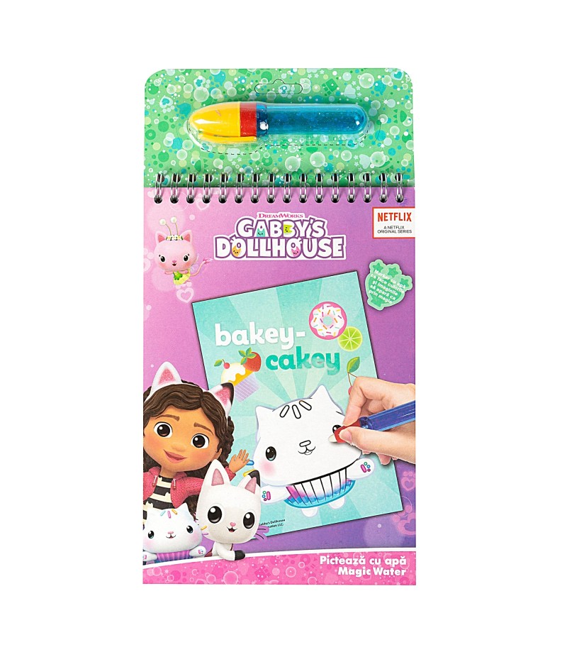 Carte de colorat picteaza cu apa, Gabby 3 Carte de colorat picteaza cu apa, Gabby