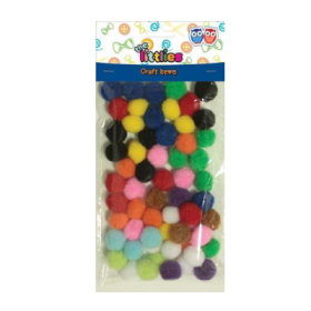 Pom pom 15mm, 60pcs, diferite culori