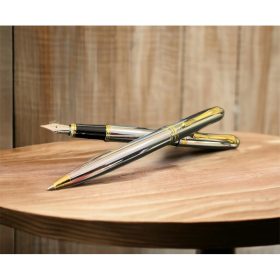 Set PODIUM pix si stilou cromat lucios acc.aurii