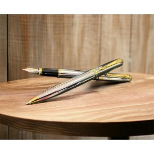 Set PODIUM pix si stilou cromat lucios acc.aurii