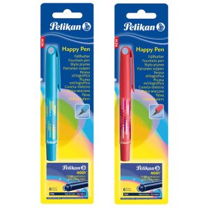 Stilou Pelikan Happy Pen + 6 Cartuse mici, blister