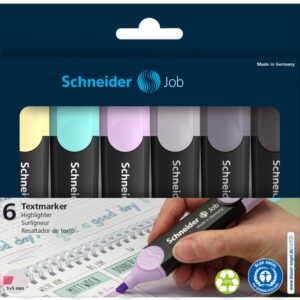 Textmarker Schneider Job Pastel, 6 buc/set