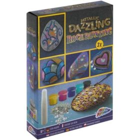 Rock Painting Metallic Dazzling - 3 pietre+5 culori ,Grafix,pictura piatra