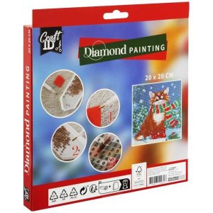 Alternative view of Diamond painting Pisica Xmas 20x20cm , Grafix