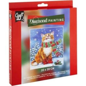 Diamond painting Pisica Xmas 20x20cm , Grafix