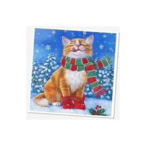 Alternative view of Diamond painting Pisica Xmas 20x20cm , Grafix