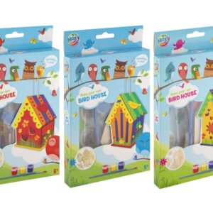 Mini casuta lemn pasari+3 guase+pensula Grafix