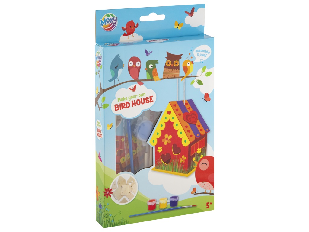 Mini casuta lemn pasari+3 guase+pensula Grafix 5 Mini casuta lemn pasari+3 guase+pensula Grafix - imagine 3