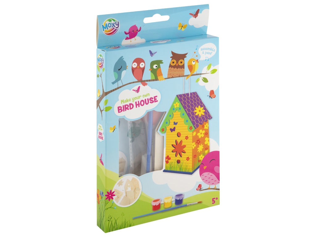 Mini casuta lemn pasari+3 guase+pensula Grafix 4 Mini casuta lemn pasari+3 guase+pensula Grafix - imagine 2