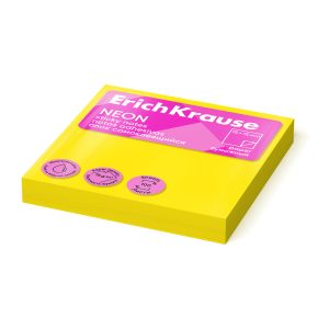 Notes adeziv 75x75mm ErichKrause 100 foi Galben Neon