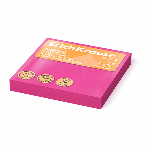 Notes adeziv 75x75mm ErichKrause 100 foi Roz Neon 3 Notes adeziv 75x75mm ErichKrause 100 foi Roz Neon