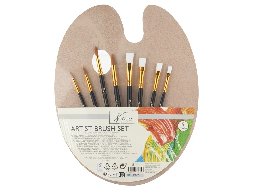 Paleta lemn + pensule 8/set Grafix 3 Paleta lemn + pensule 8/set Grafix