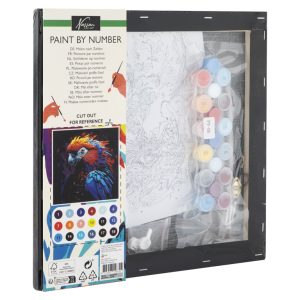 Alternative view of Pictura pe numere panza neagra 30x30cm Papagal , Grafix