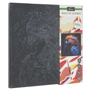 Pictura pe numere panza neagra 30x30cm Papagal , Grafix