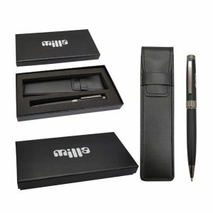 Pix metal negru in etui piele Milla