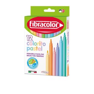 Carioca Fibracolor  Colorito Pastel Punta Fine, 12 culori