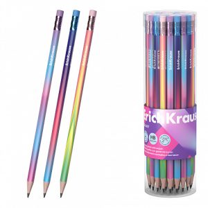 Creion ErichKrause Galaxy triunghiular cu radiera HB 42/Cutie