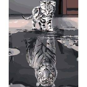 Pictura pe numere 40x50cm Pisica vs Tigru