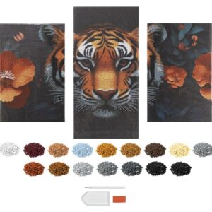 Pictura cu diamante TripTych-Tiger 40x20cm+30x20cm