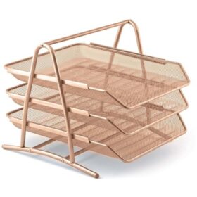 Set 3 tavite birou metal plasa Mas Rose Gold