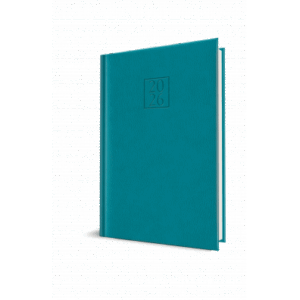 Agenda datata Ro A5 352 pagini, coperta din piele sintetica Corinaldo Deluxe Culoarea Turcoaz, Herlitz