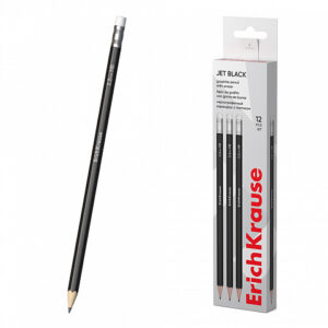 Creion grafit EricKrause Jet Black hexagonal cu guma HB