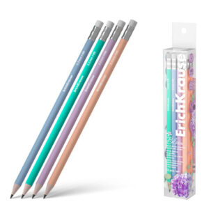 Creion grafit ErichKrause Joy Pastel Bloom cu radiera HB