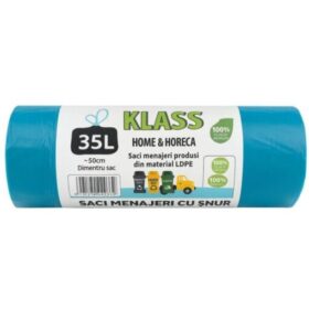 Saci menajeri turcoaz cu snur 35L/15 buc Rola , Klass