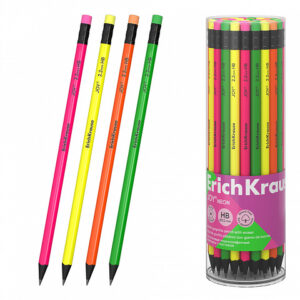 Creion grafit ErichKrause cu guma rotund Joy Neon