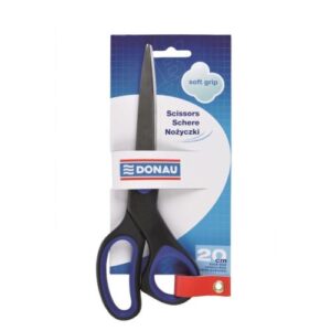 Foarfeca metalica de birou Donau Soft Grip 20cm albastru