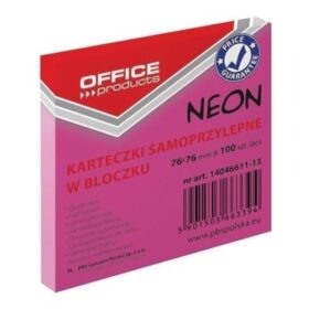 Notes adezive color OFFICE Products, 76 x 76 mm, Roz Neon, 100 file