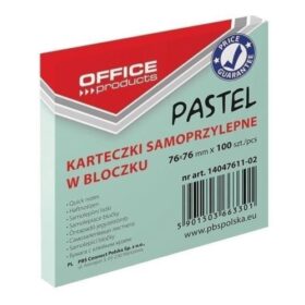 Notes adezive color OFFICE Products, 76 x 76 mm, Verde Pastel, 100 file
