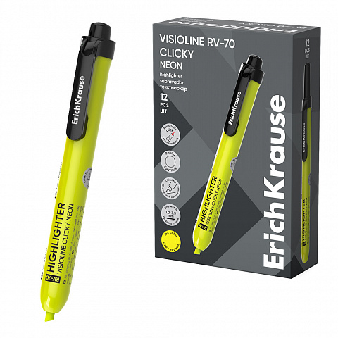 Evidentiator retractabil ErichKrause Visioline Rv-70 Clicky Neon Galben 3 Evidentiator retractabil ErichKrause Visioline Rv-70 Clicky Neon Galben