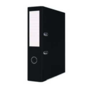 Biblioraft plastifiat Basic, 7.5 cm, colturi metalice, negru