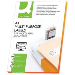 Etichete autoadezive Q-CONNECT 65/A4, 38.1 x 21.2 mm, albe, pretaiate, 100 coli/top