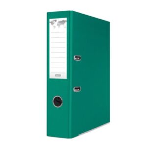 Biblioraft plastifiat Basic, 7.5 cm, colturi metalice, verde