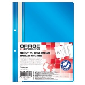 Dosar din plastic cu sina si doua perforatii OFFICE Products, 100/170 microni, Albastru