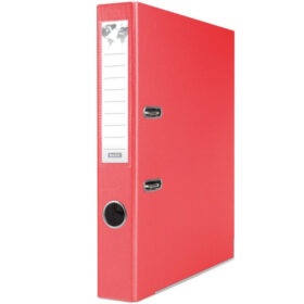 Biblioraft plastifiat Basic, 5 cm, colturi metalice, Rosu